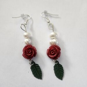 Handmade Rose Dangle Earrings